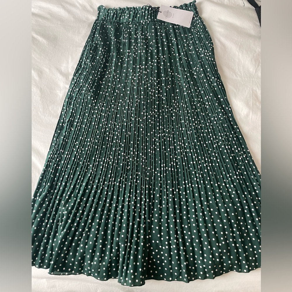 Green Polka Dot Midi Skirt